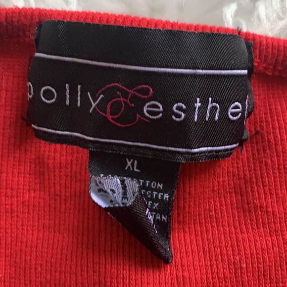 Vintage Polly Esther T-shirt read ribbed 2000s cute - Picture 2 of 3